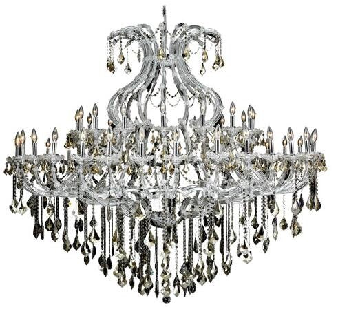 Chrome Forty-Nine Light 72-Inch Chandelier with Royal Cut Golden Teak Smoky Crystal - Image 1