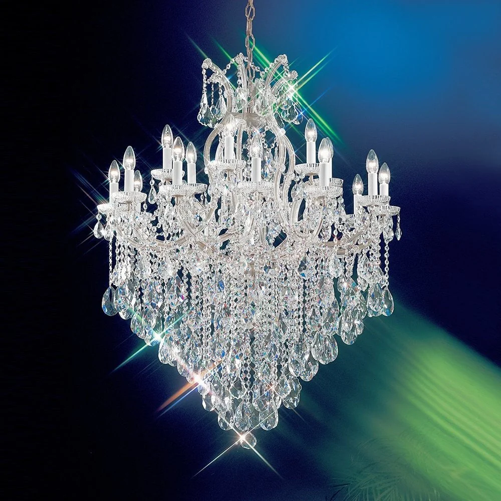 Polished chrome 19 Light Maria Theresa crystal Chandelier - Image 1