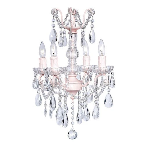 Pink Four-Light Glass Center Crystal Mini Chandelier - Image 1