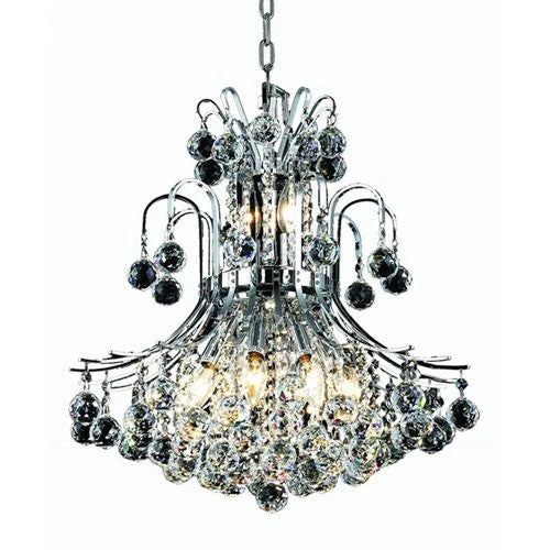 Chrome Ten-Light 19-Inch Chandelier with Royal Cut Clear Crystal - Image 1