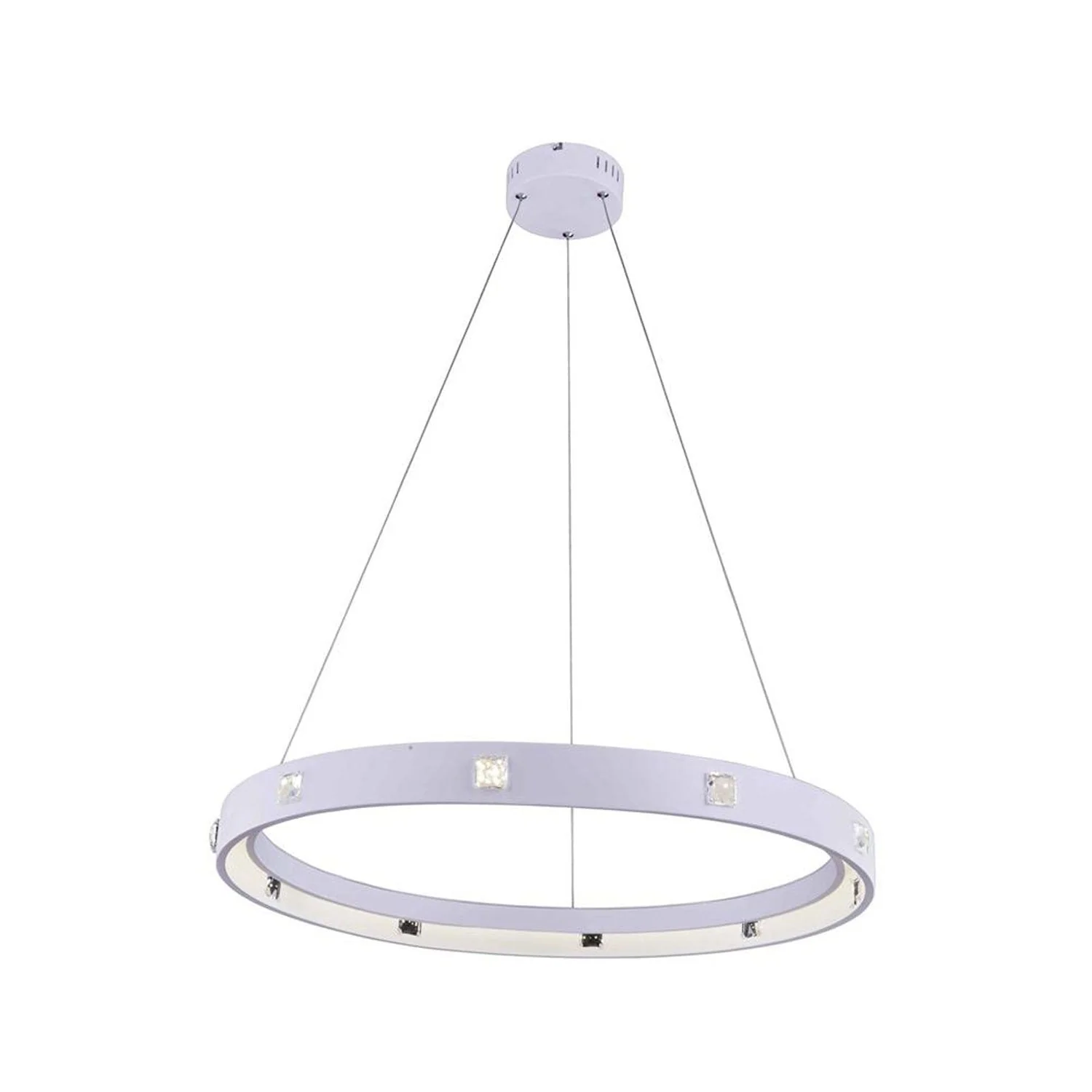 Infinity White 30-Inch LED Pendant with Royal Cut Crystal - Image 1
