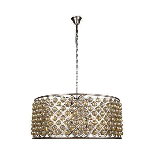 Madison Polished Nickel 10-Light Pendant with Faceted Golden Teak Crystals - Image 1