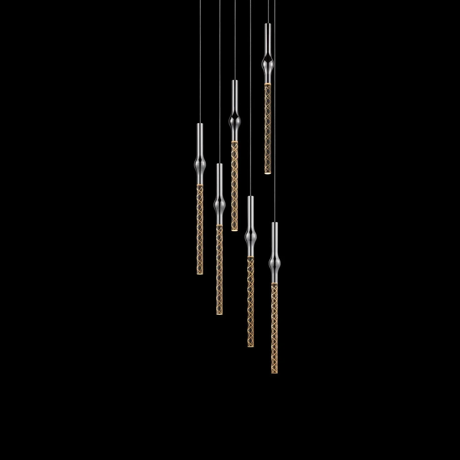 Polished Chrome Six-Light LED Pendant - Image 1