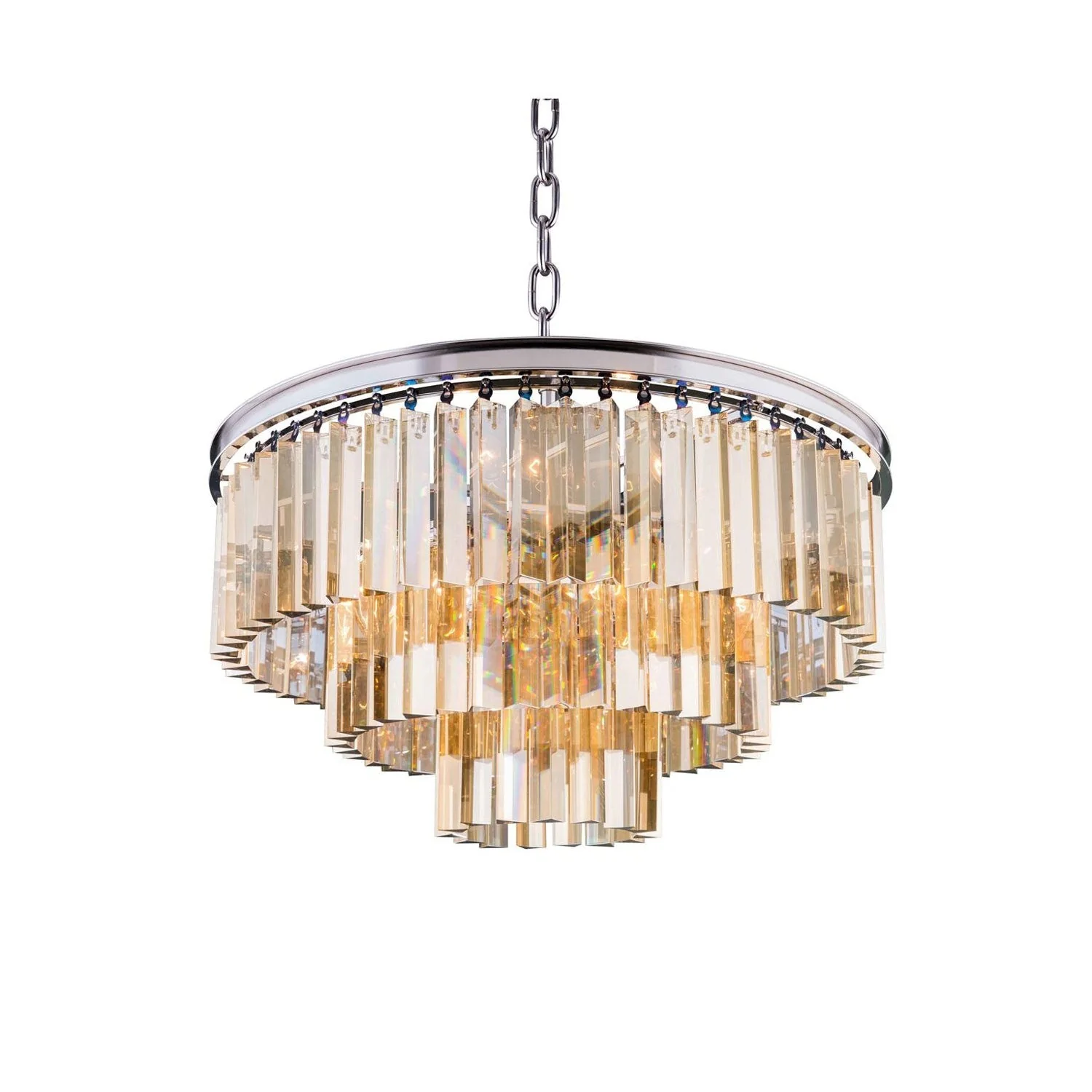 Sydney Polished Nickel Sixteen-Inch Pendant with Royal Cut Golden Teak Crystals - Image 1