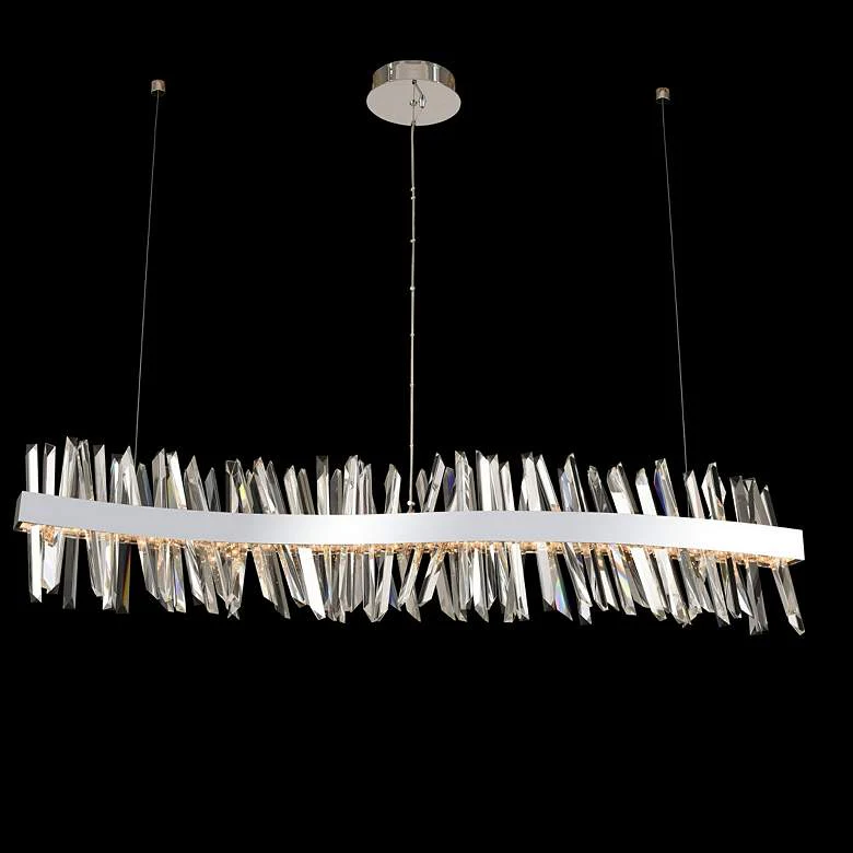 Allegri Glacier 60″ Wide LED Chrome Crystal Wave Modern Linear Pendant