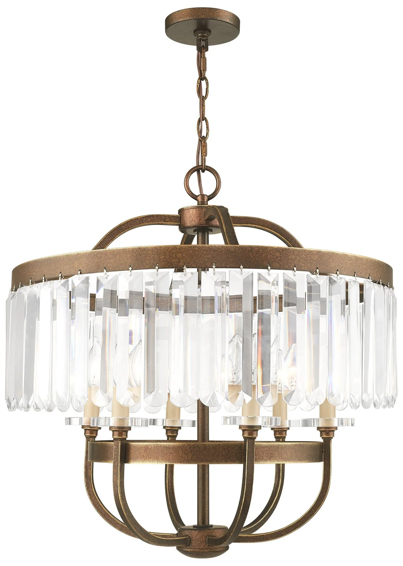 6 Light Hand Painted Palacial Bronze Chandelier