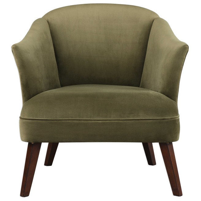 Uttermost Conroy Olive Green Velvet Barrel Back Accent Chair - Image 3