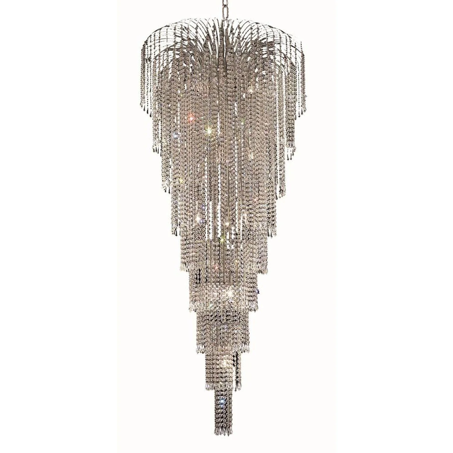 Chrome Fifteen-Light 30-Inch Chandelier with Royal Cut Clear Crystal - Image 1