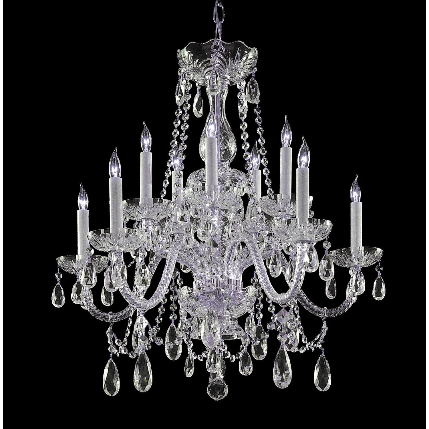 Group Traditional Polished Chrome Five-Light Swarovski Elements Crystal Chandelier - Image 1