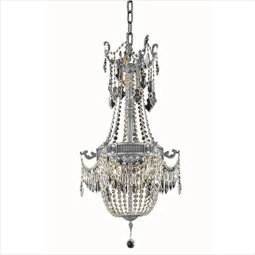 Pewter Eight-Light Chandelier with Royal Cut Crystal - Image 1