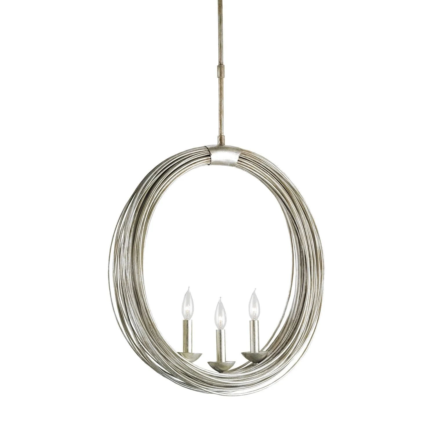Haley Antique Silver Leaf Three-Light Chandelier - Image 1