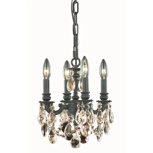 Bronze Four-Light Chandelier with Royal Cut Crystal - Image 1