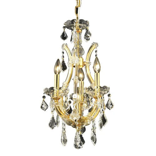 Gold Four-Light 12-Inch Mini Chandelier with Royal Cut Clear Crystal - Image 1