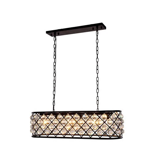 Madison Mocha Brown 15-Inch High Six-Light Pendant with Faceted Clear Crystals - Image 1