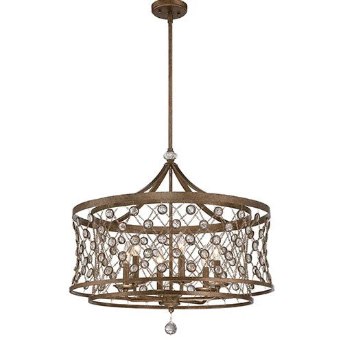 Vel Catena Arcadian Gold Six-Light Drum Pendant - Image 1