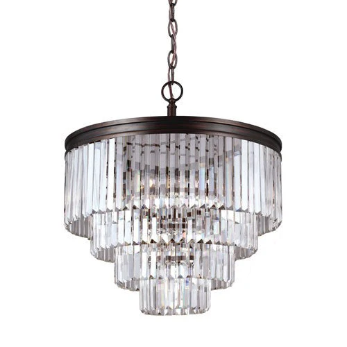 Six-Light Chandelier with Prismatic Glass Crystal - Image 1
