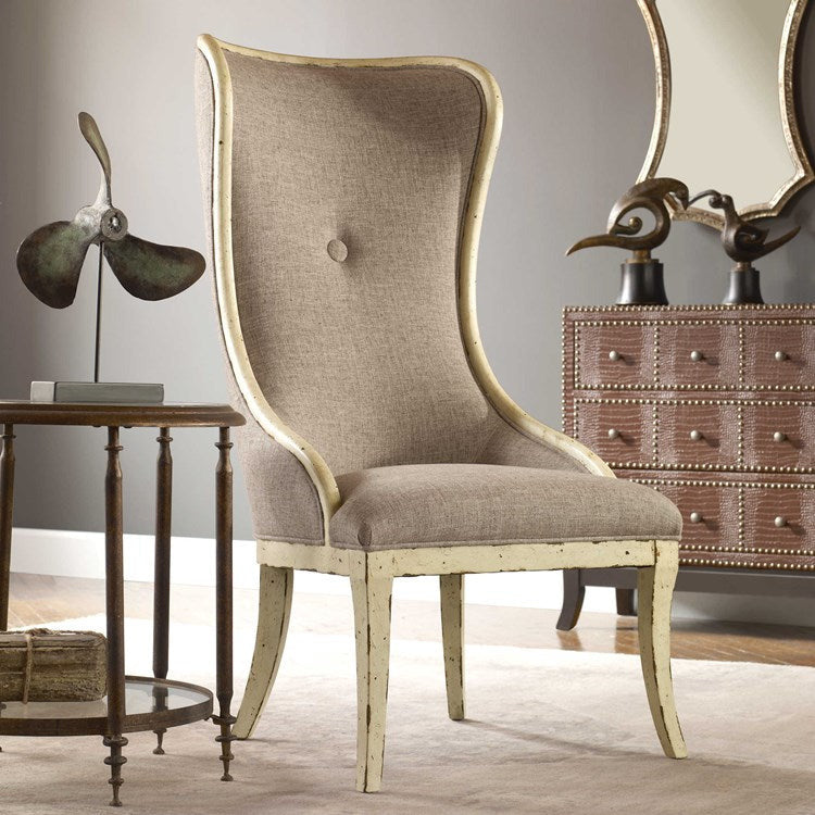 Uttermost Selam Flax Linen Modern Wingback Accent Chair - Image 3