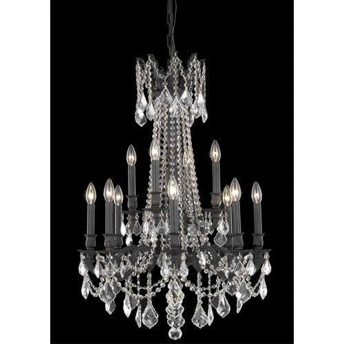Dark Bronze Twelve-Light Chandelier with Clear Royal Cut Crystals - Image 1