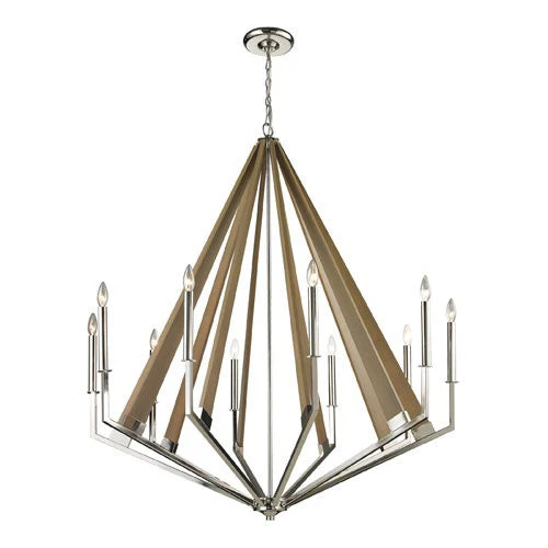Madera Polished Nickel 10-Light Chandelier - Image 1