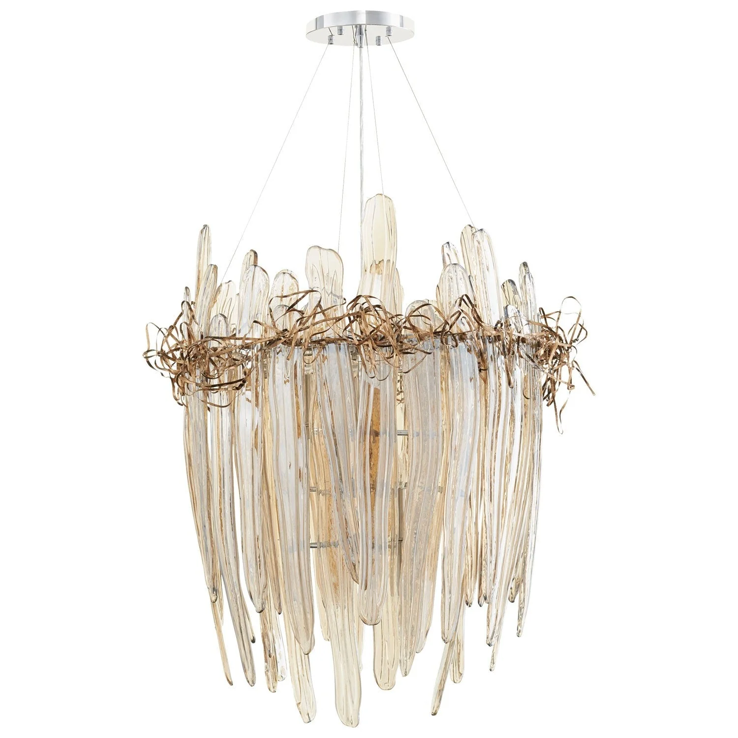 Thetis Cognac and Copper Nine-Light Chandelier - Image 1