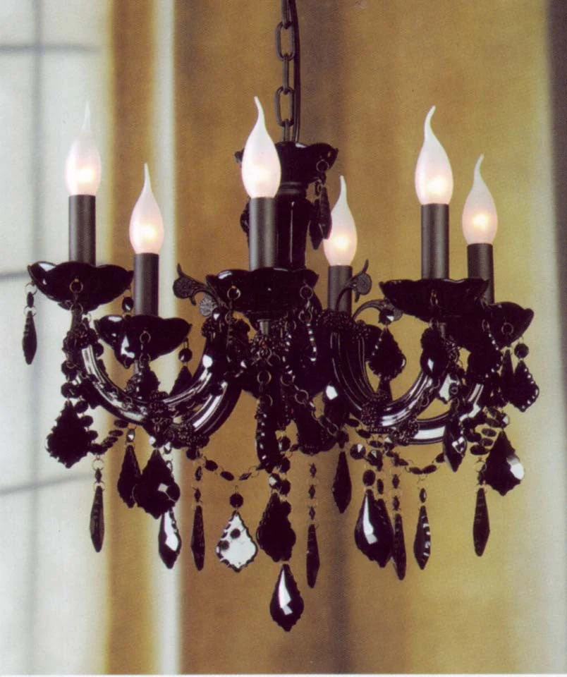 6 Lights  Traditional crystal chandelier dressed with black crystals in black finish - Image 1