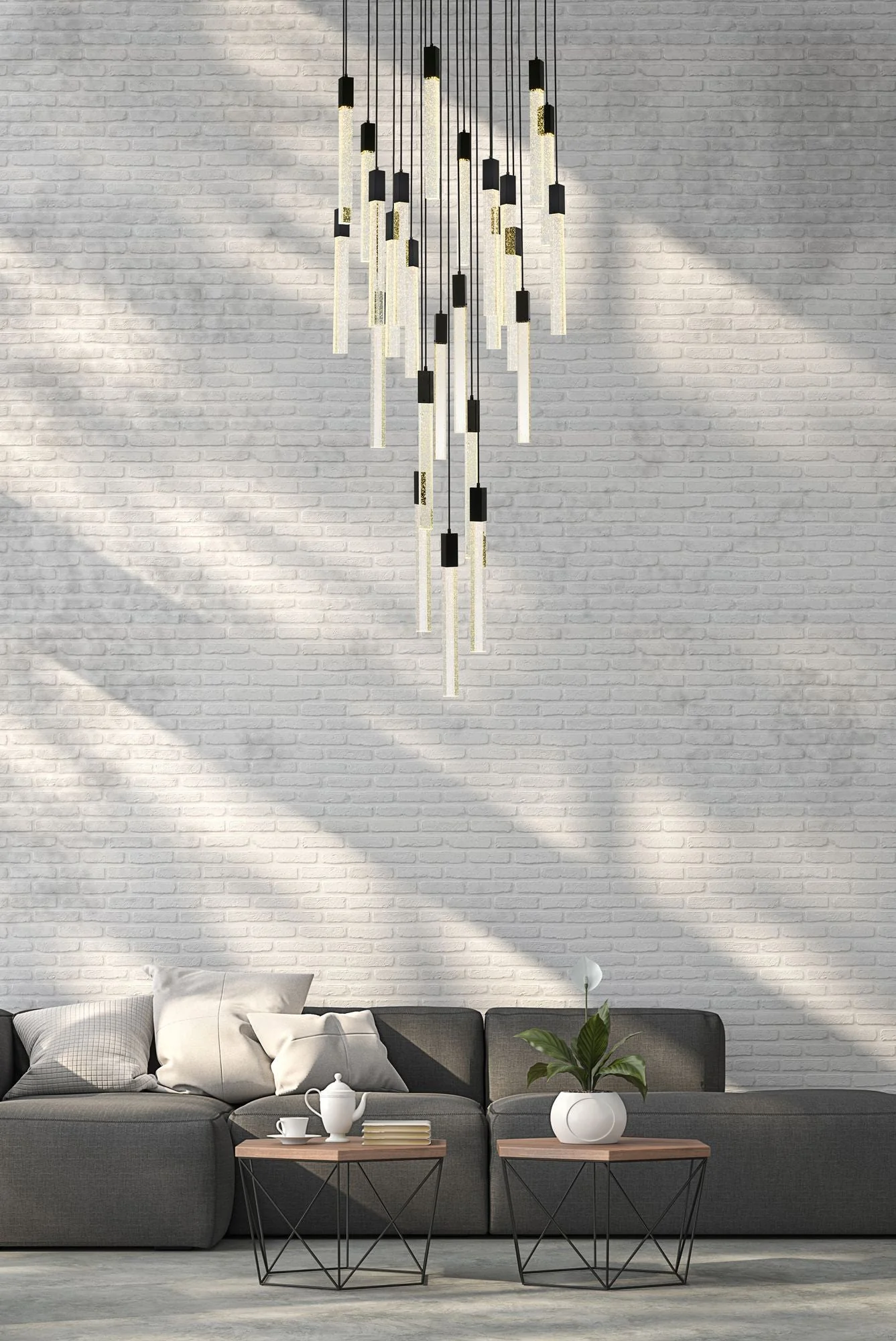 Weston 42" Wide Black Crystal 25-Light LED Cluster Pendant - Image 1