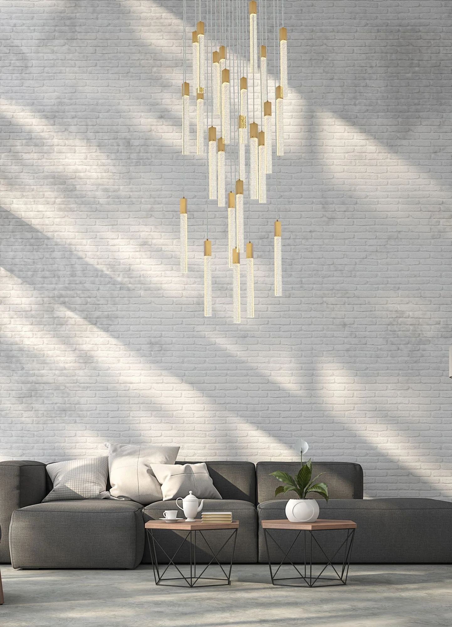 Weston 42" Wide Satin Gold 25-Light LED Pendant - Image 1