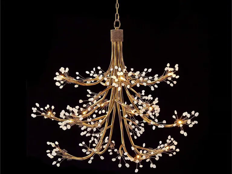 John Richard 16-Light Leah Chandelier with Antique Gold Finish and Crystal Buds