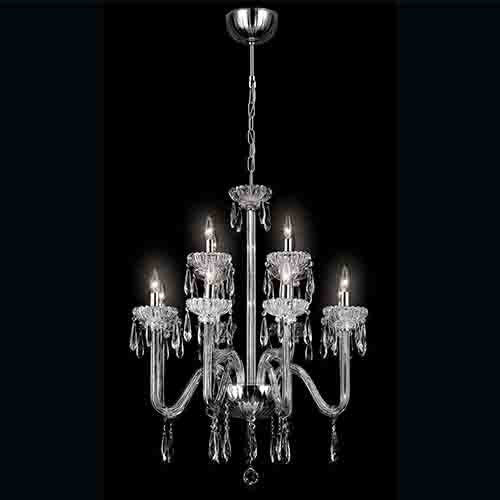 Villa Chrome 12-Light 28-Inch Wide Chandelier with Clear Crystal - Image 1