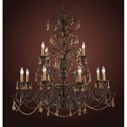 Trump Home Rochelle Twelve-Light Weathered Mahogany Ironwork Chandelier - Image 1