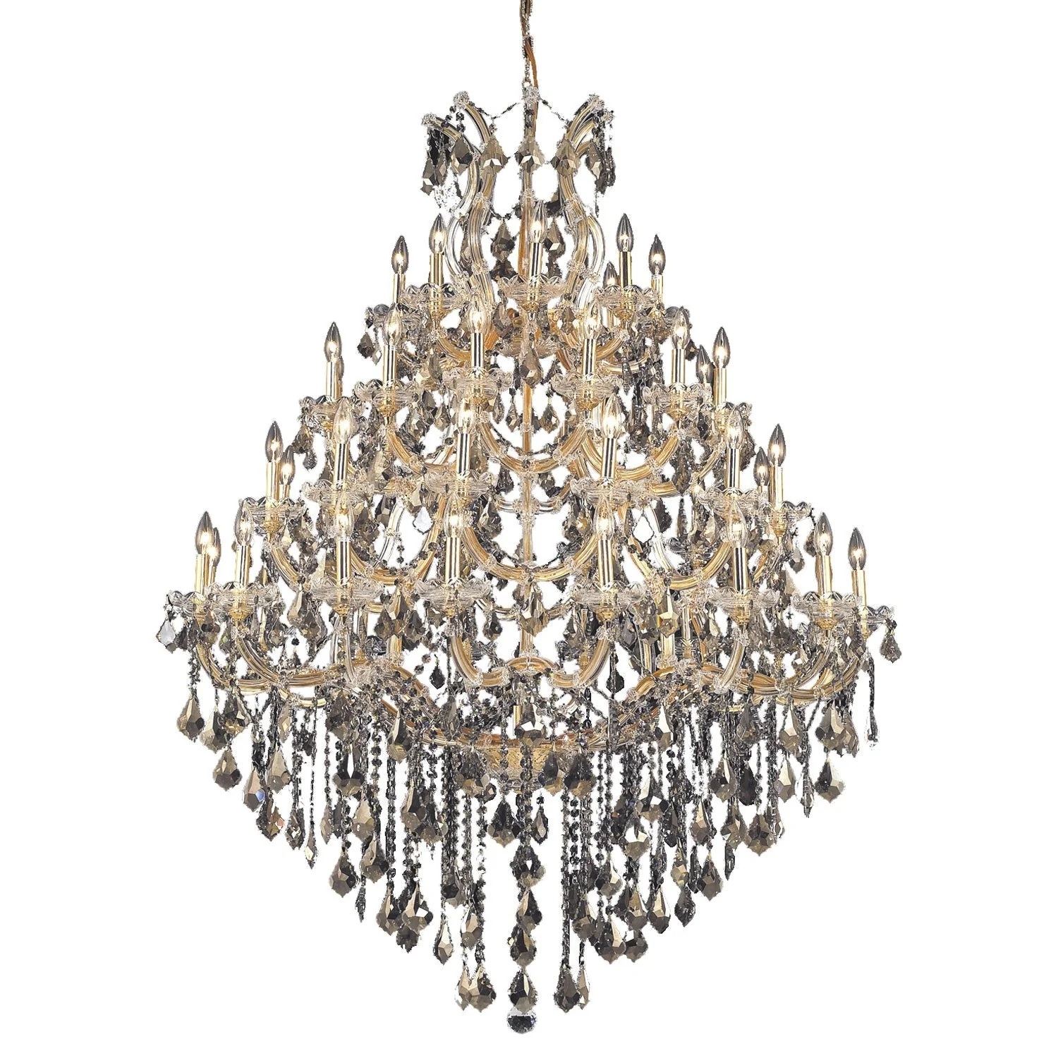 Maria Theresa Gold Forty-Nine Light 46-Inch Chandelier with Royal Cut Golden Teak Smoky Crystal - Image 1