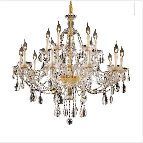 Gold Fifteen-Light 35-Inch Chandelier with Royal Cut Clear Crystal - Image 1