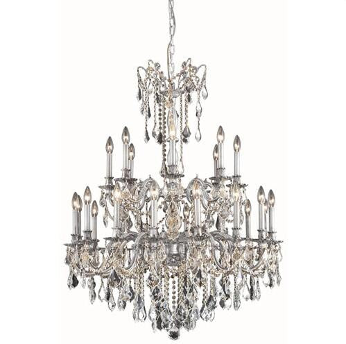 Pewter 24-Light Chandelier with Royal Cut Crystal - Image 1