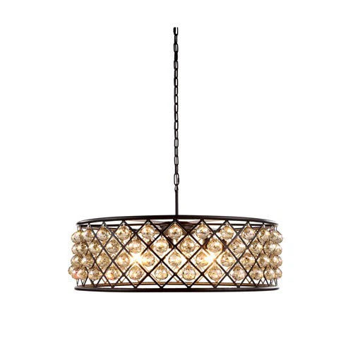 Madison Mocha Brown Eight-Light Pendant with Faceted Golden Teak Crystals - Image 1