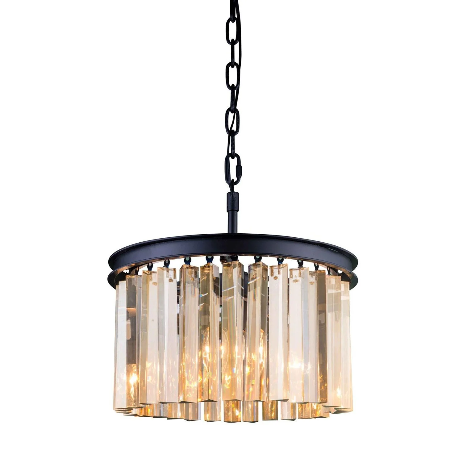 Sydney Mocha Brown Three-Light Pendant with Royal Cut Golden Teak Crystals - Image 1