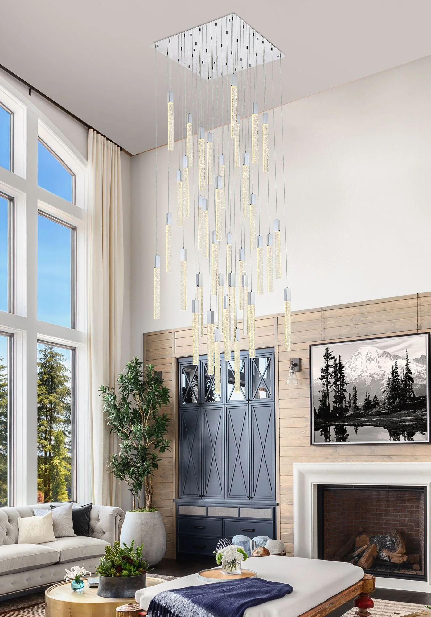 Weston 42" Wide Chrome 36-Light LED Multi Light Pendant - Image 1