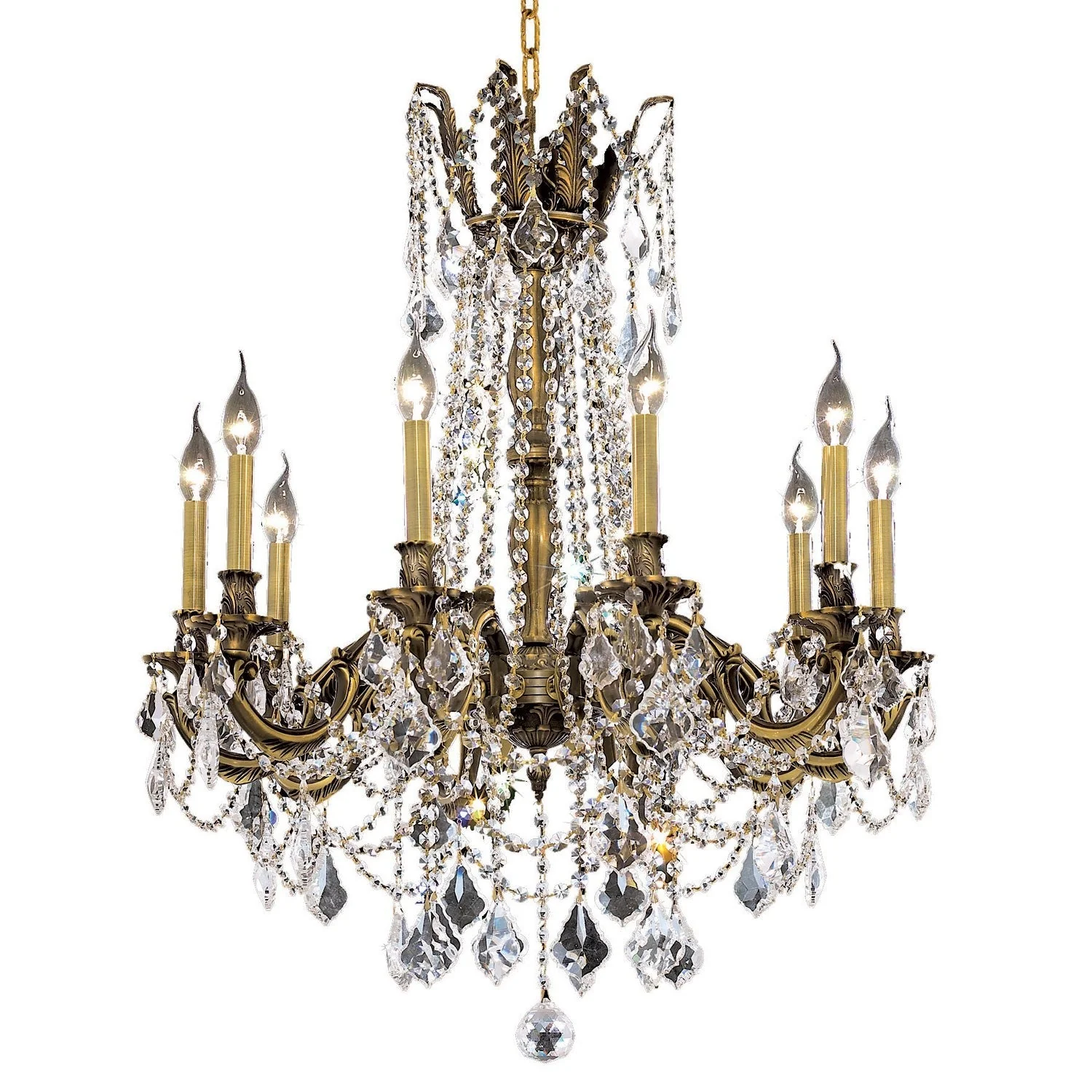 Bronze Ten-Light 28-Inch Chandelier with Royal Cut Clear Crystal - Image 1