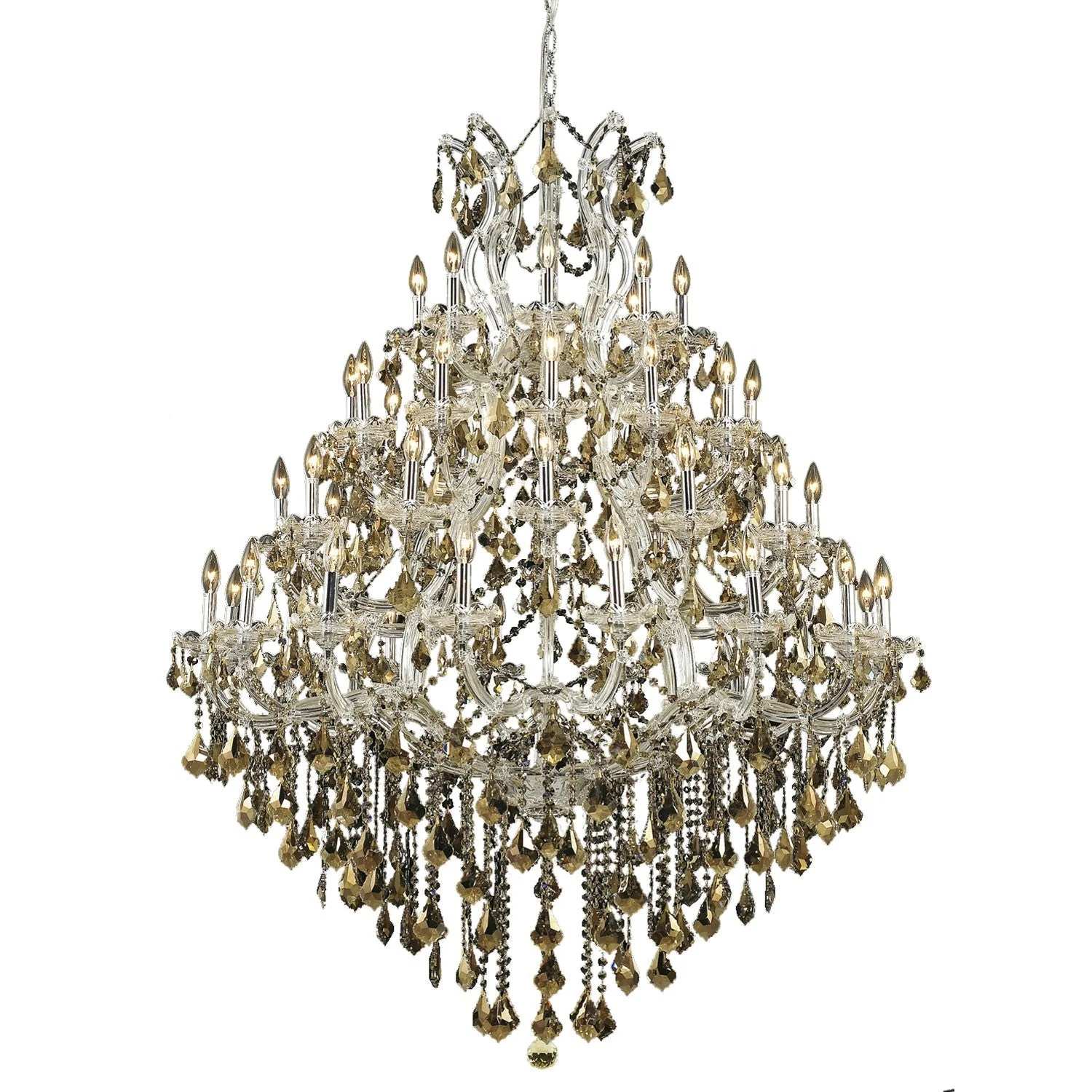 Maria Theresa Chrome Forty-Nine Light 46-Inch Chandelier with Royal Cut Golden Teak Smoky Crystal - Image 1