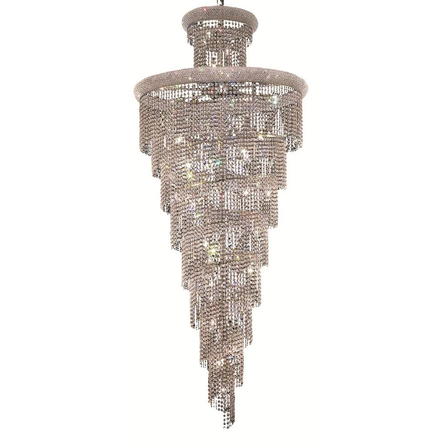 Spiral Chrome Thirty-Two Light 36-Inch Chandelier with Royal Cut Clear Crystal - Image 1