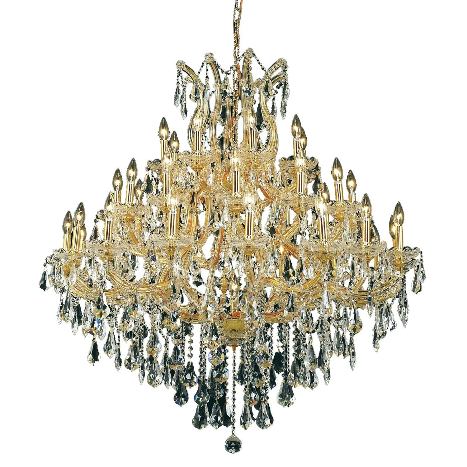 Maria Theresa Gold Thirty-Seven Light 44-Inch Chandelier with Royal Cut Clear Crystal - Image 1