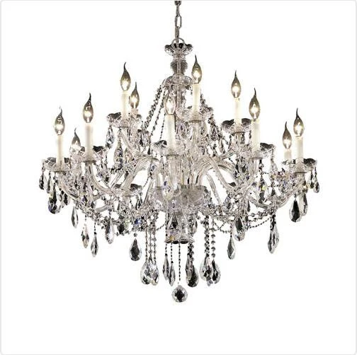 Chrome Fifteen-Light 35-Inch Chandelier with Royal Cut Clear Crystal - Image 1