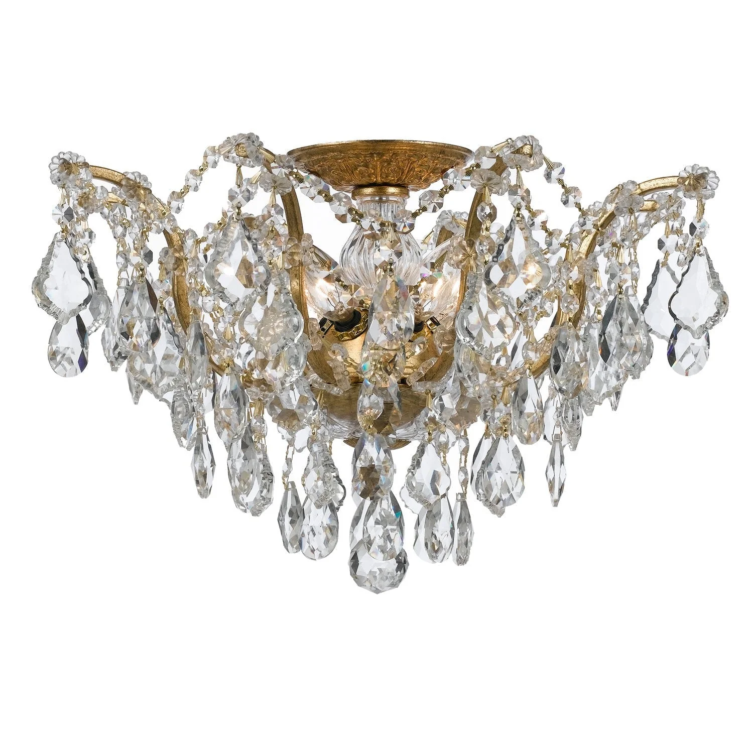Group Filmore Antique Gold Five-Light Semi-Flush Mount Fixture - Image 1