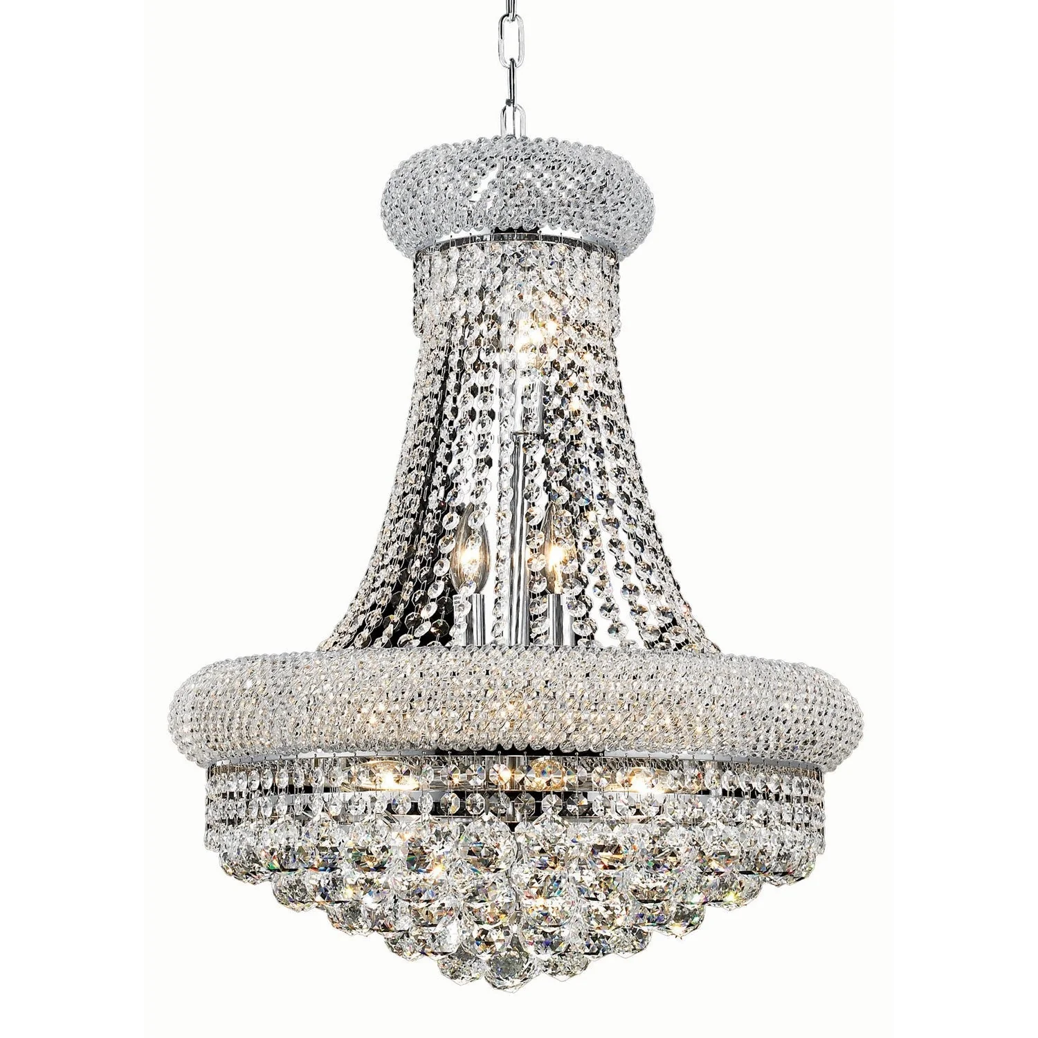 Chrome Fourteen-Light 20-Inch Chandelier with Royal Cut Clear Crystal - Image 1