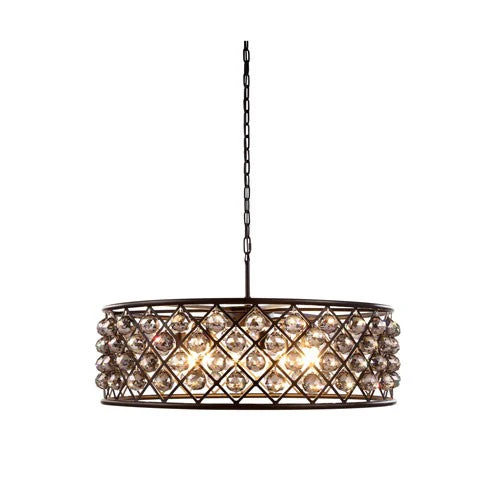 Madison Mocha Brown Eight-Light Pendant with Faceted Silver Crystals - Image 1