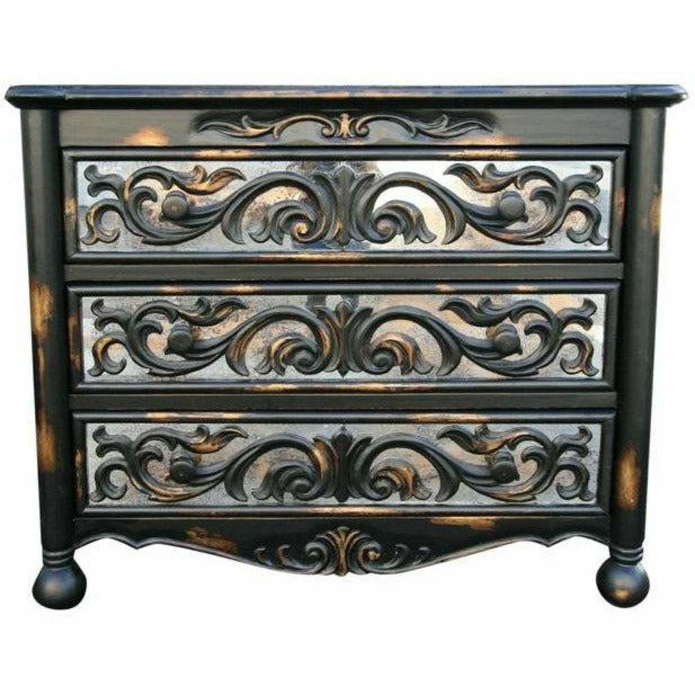 Casa Bonita Peruvian Hand-Painted Carved Wood Antiqued Mirror Raquel Dresser - Image 1