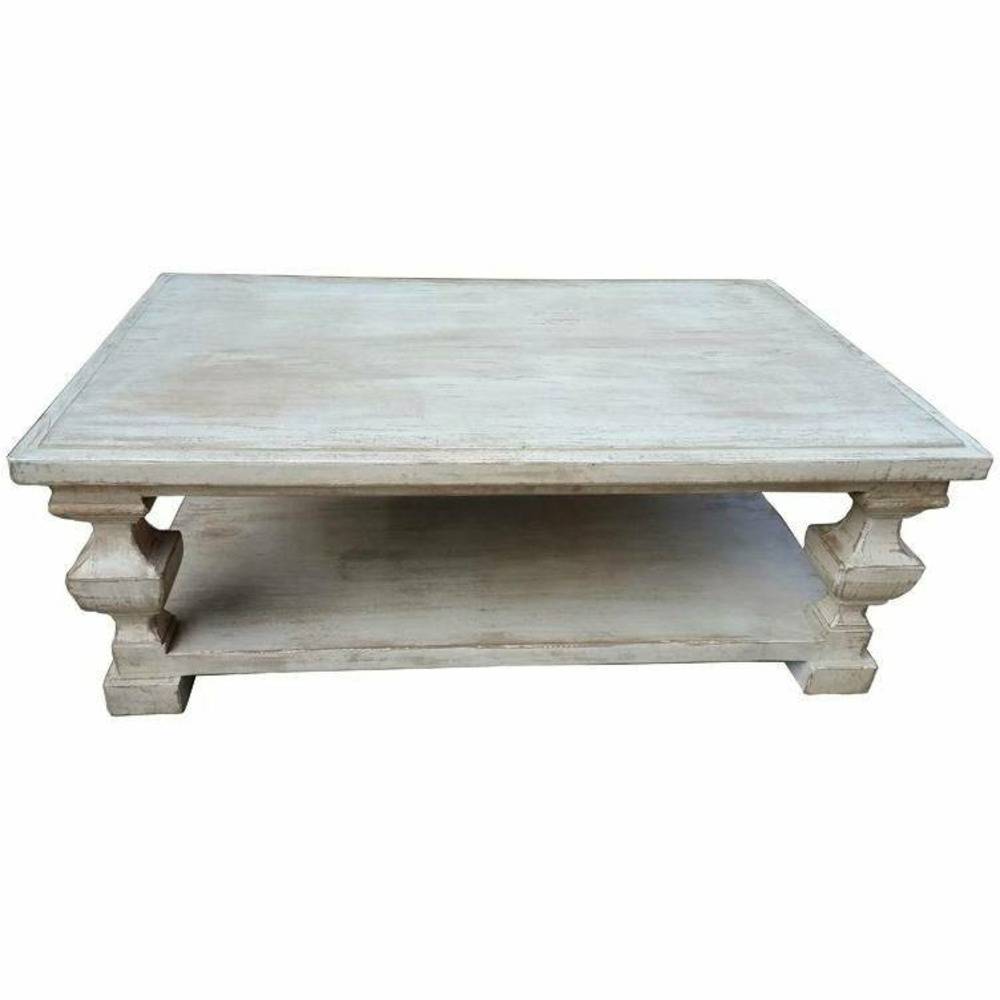 Casa Bonita Peruvian Hand-Painted Carved Wood Casa Blanca Coffee Table - Image 1