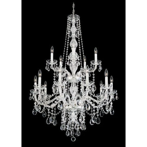 Silver 15-Light Clear Heritage Handcut Crystal Chandelier, 32W x 48H x 32D - Image 1