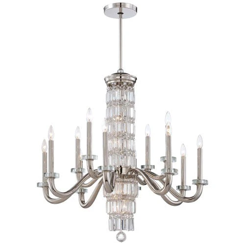 Crysalyn Falls Polished Nickel 18-Light Chandelier - Image 1