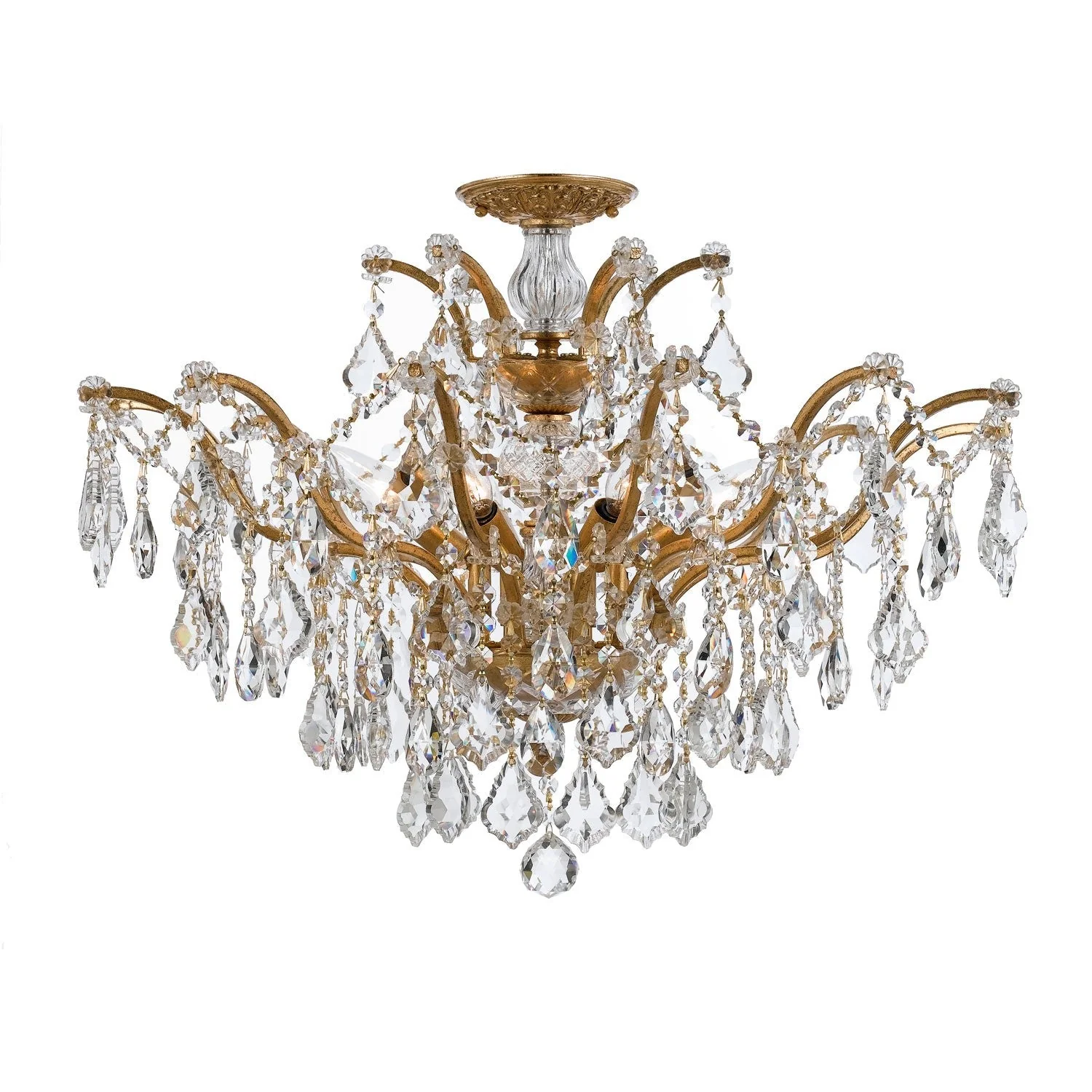 Group Filmore Antique Gold Six Light Swarovski Spectra Semi Flush Mount - Image 1
