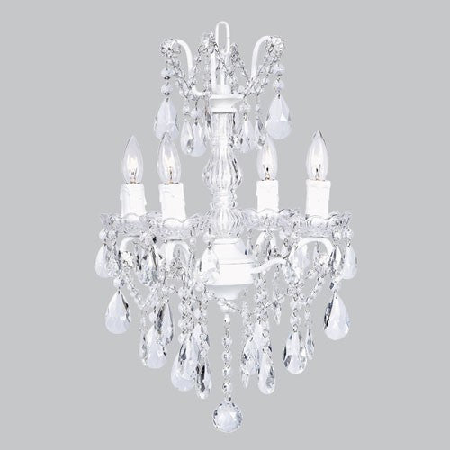 White Four-Light Glass Center Crystal Mini Chandelier - Image 1